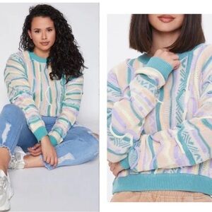 Forever 21 Coogi Like 3D Textured Cropped Sweater